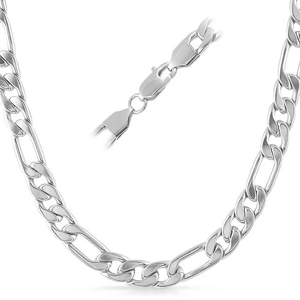 Trendy Choker Necklaces-Figaro Stainless Steel Chain Necklace 8MM