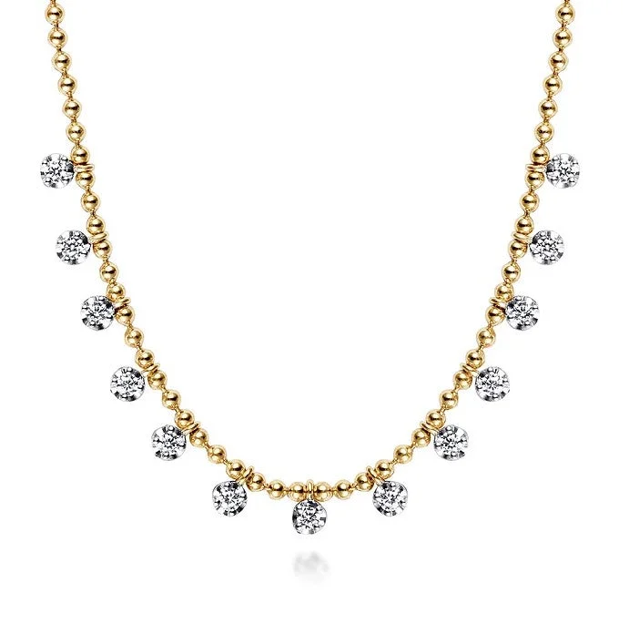 Love Necklaces-Gabriel 14K Yellow Gold Bujukan Diamond Droplet Necklace