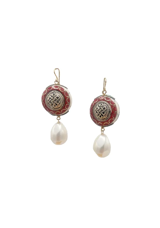 Designer Crystal Drop Earrings-Ethnic Bead Gold Drop Earrings