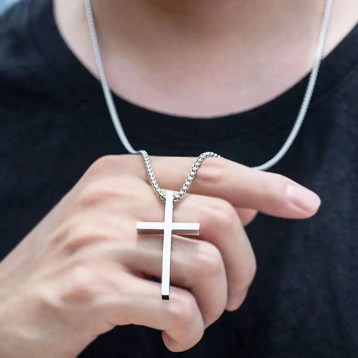 Stainless Steel Necklaces-Fashion Simple Style Cross 201 Stainless Steel Alloy Polishing Men'S Pendant Necklace