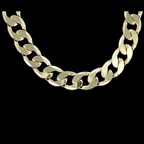 Personalized Name Necklaces-12MM CURB CUBAN LINK 24" CHAIN NECKLACE GOLD PLATED